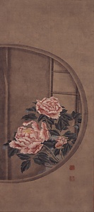 円窓牡丹図