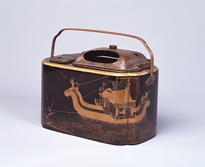 蒔絵曳船図煙草盆