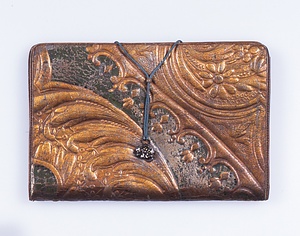 花模様金唐革札入