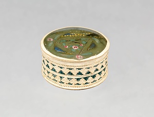 ガラス飾蓋付紙製円筒箱