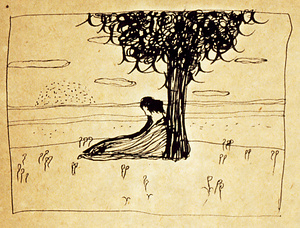 『未知草カード』[第四]より　22　［樹下の二人］