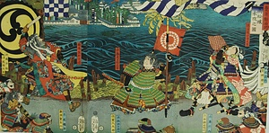 豊臣勲功記高松城水攻之図