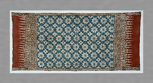 藍地唐花文更紗