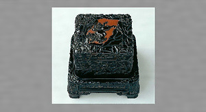 獅子牡丹高盛絵菓子器