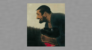 仔牛とたわむれる農夫