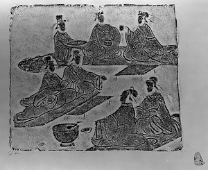 四川漢代画像磚拓本 伝経講学Ⅱ