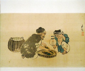 楠亭諸子絹本画巻　7）魚売図