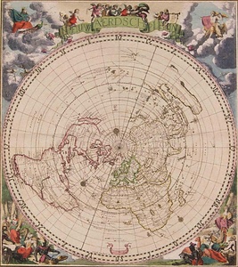 北極中心の世界図