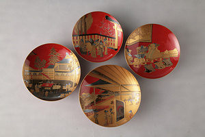 朱漆塗鼠嫁入蒔絵盃