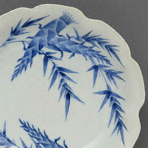 染付筍文輪花皿