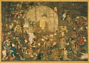 絹本著色釈迦金棺出現図