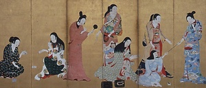 紙本金地著色風俗図〈／六曲屏風〉