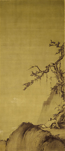 絹本著色秋景冬景山水図