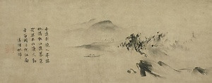 紙本墨画遠浦帰帆図〈玉澗筆／自賛がある〉