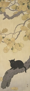 絹本著色黒き猫図〈菱田春草筆／〉