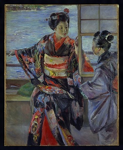 舞妓〈黒田清輝筆／油絵　麻布〉