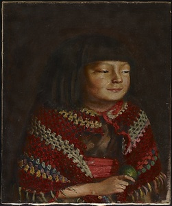 麗子微笑〈岸田劉生筆　一九二一年／油絵　麻布〉