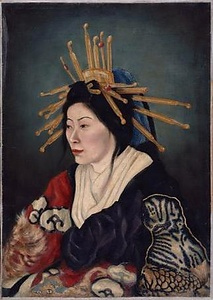 花魁〈高橋由一筆／油絵　麻布〉