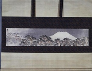 紙本墨画淡彩富嶽列松図〈与謝蕪村筆／〉