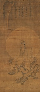 絹本墨画水月観音像