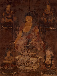 絹本著色釈迦如来及四菩薩像
