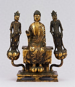 銅造阿弥陀如来及両脇侍像（法隆寺献納）