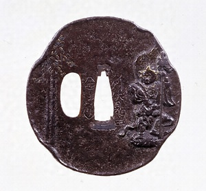 毘沙門天図鐔〈銘城州伏見住金家／〉