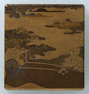 御所車蒔絵硯箱