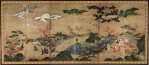 紙本著色観楓図〈狩野秀賴筆／六曲屏風〉